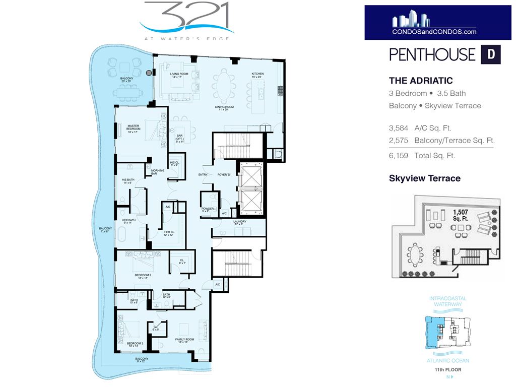 321 at Waters Edge - Unit #The Adriatic - Penthouse D with 6159 SF