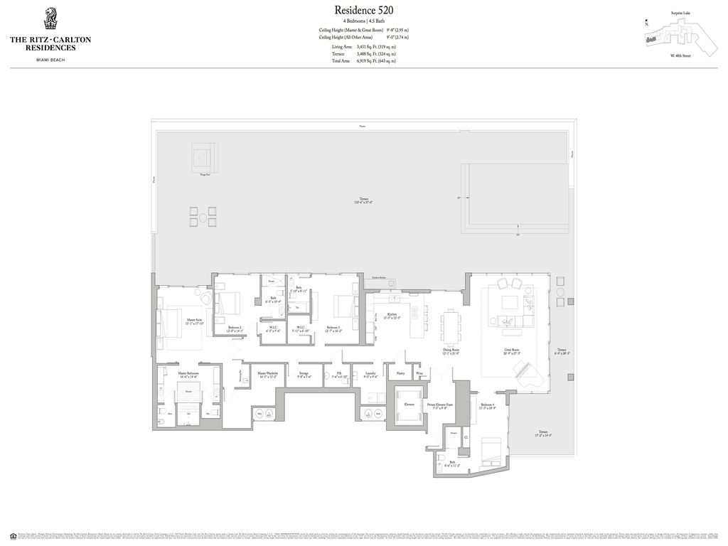 Ritz Carlton Residences Miami Beach - Unit #520 with 3431 SF