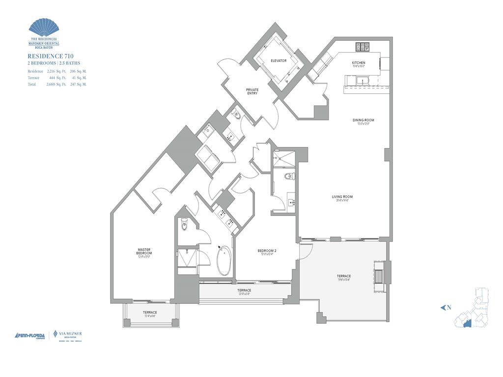 Residences at Mandarin Oriental Boca Raton - Unit #710 with 2216 SF