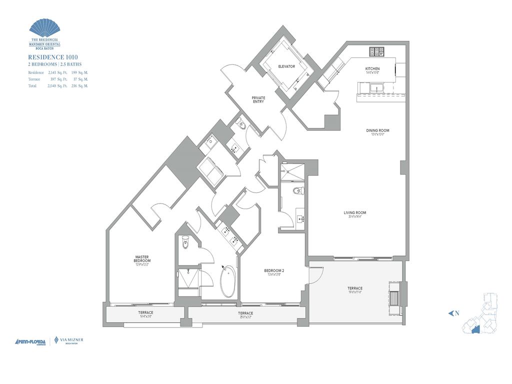 Residences at Mandarin Oriental Boca Raton - Unit #1010 with 2143 SF