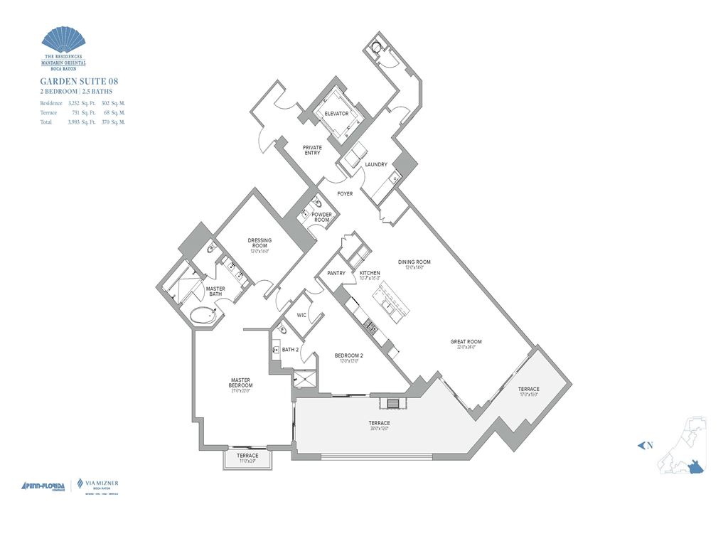 Residences at Mandarin Oriental Boca Raton - Unit #Garden Suite 08 with 3252 SF