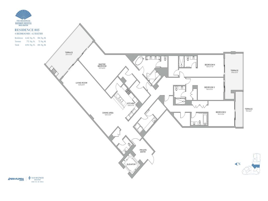 Residences at Mandarin Oriental Boca Raton - Unit #805 with 4142 SF