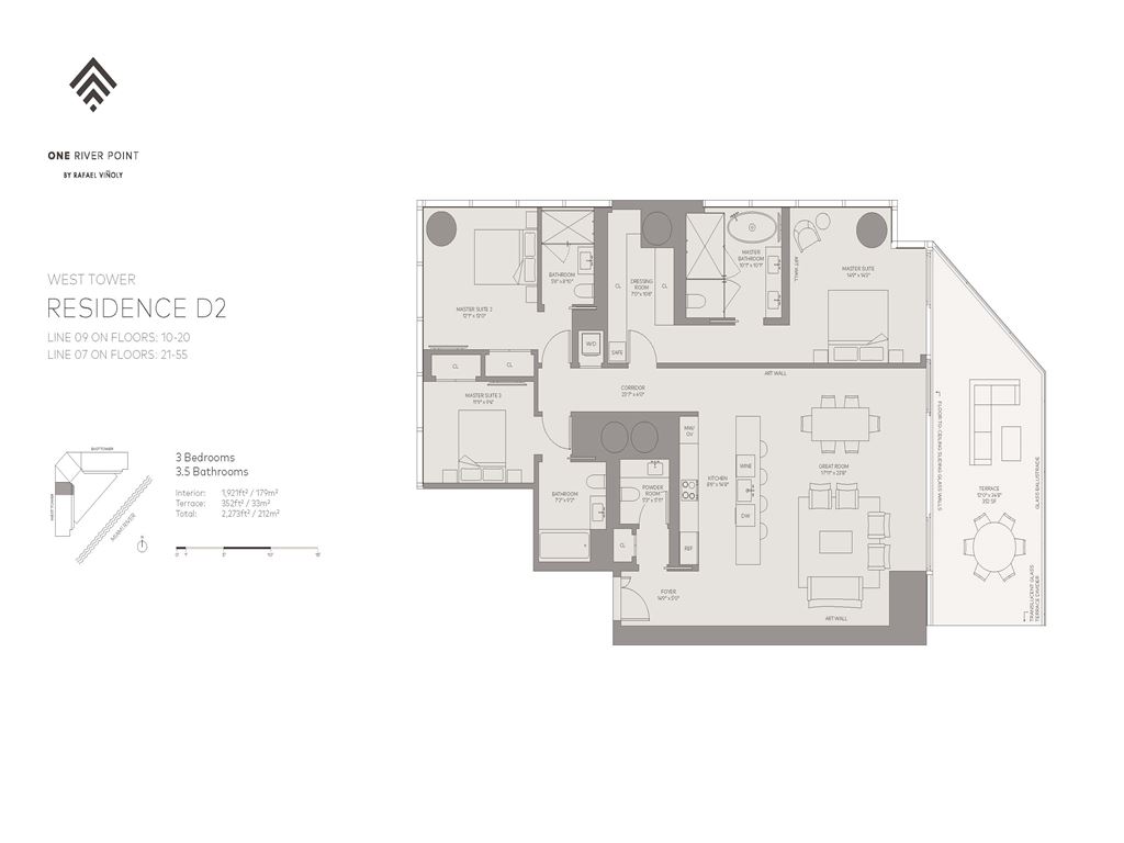 One River Point - Unit #09-W-Floors-10-20 with 1921 SF