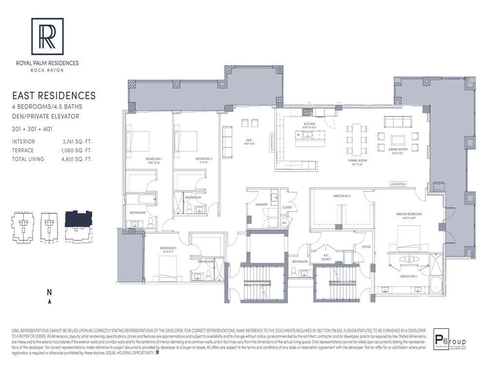 Royal Palm Residences - Unit #East 201+301+401 with 3741 SF