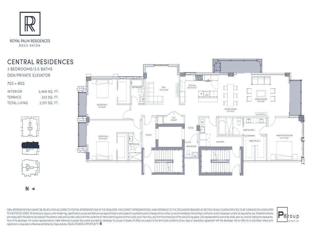 Royal Palm Residences - Unit #Central 703+803 with 2469 SF
