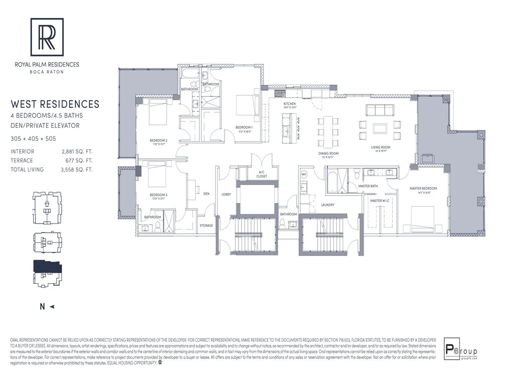 Royal Palm Residences - Unit #West 305+405+505 with 2881 SF