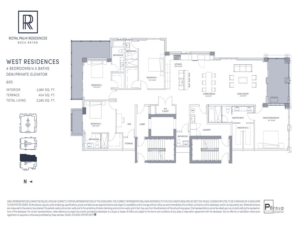 Royal Palm Residences - Unit #West 605 with 2881 SF