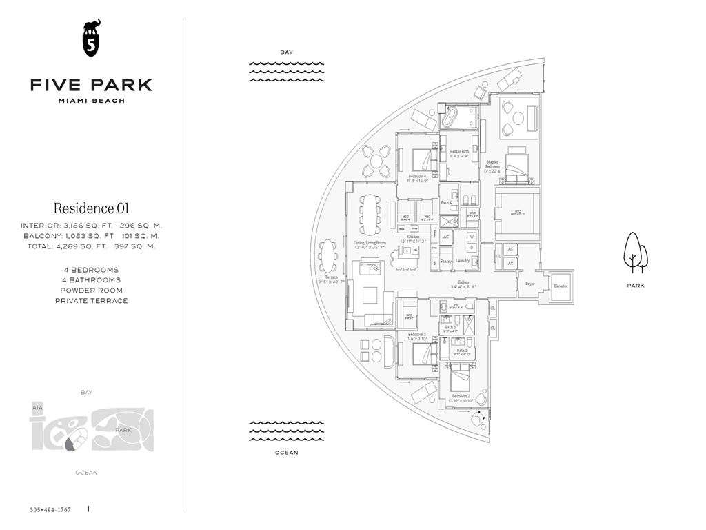 Five Park - Unit #01 with 3186 SF