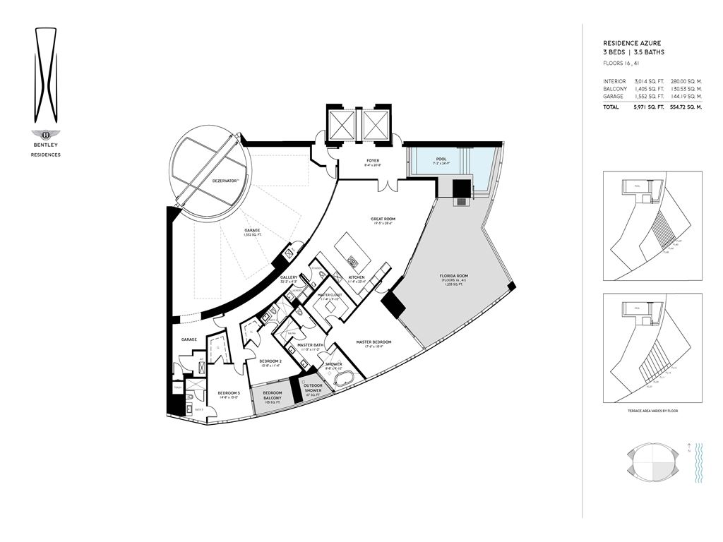 Bentley Residences - Unit #Azure -02 -FL 16-41 with 3014 SF
