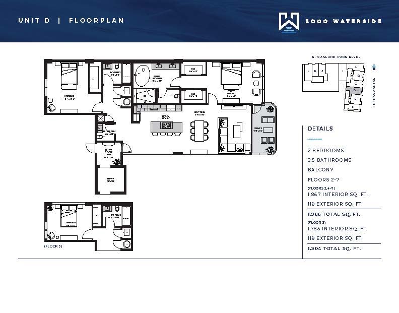 3000 Waterside - Unit #D-03  Floors 2-7 with 1867 SF