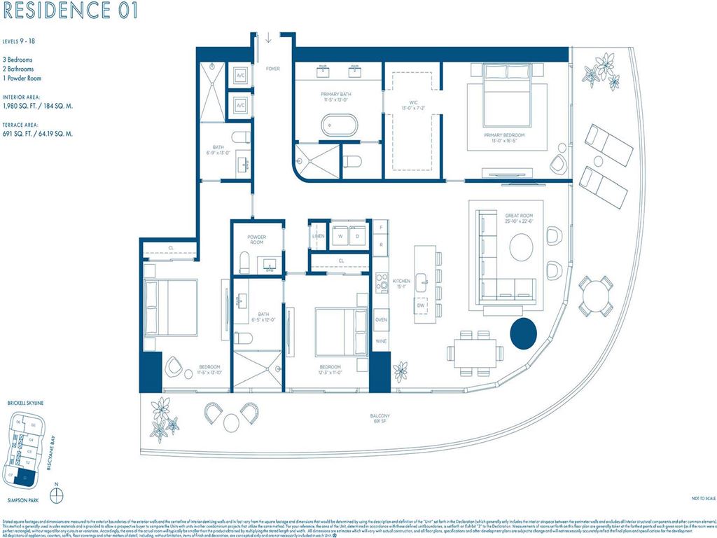 Cipriani Residences Miami - Unit #01 A LVL 9-18 with 1980 SF