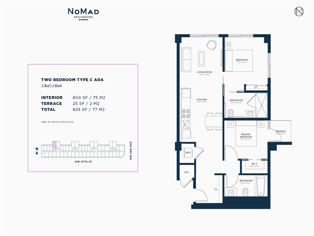 NoMad Wynwood - Unit #Two Bedroom C ADA with 804 SF