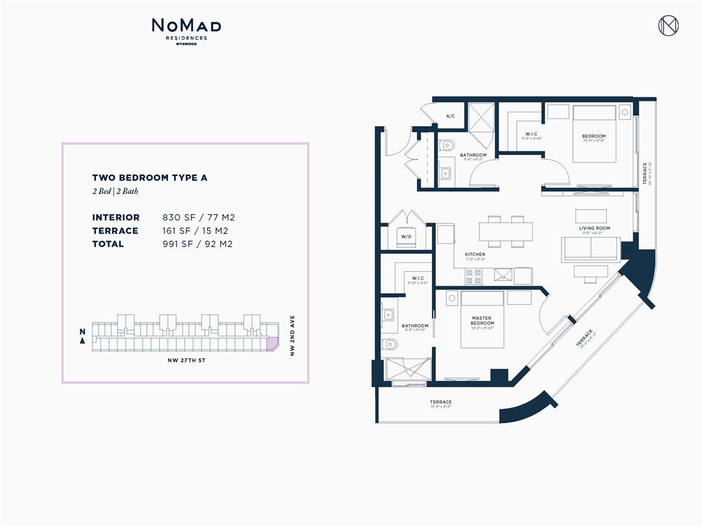 NoMad Wynwood - Unit #Two Bedroom A with 830 SF