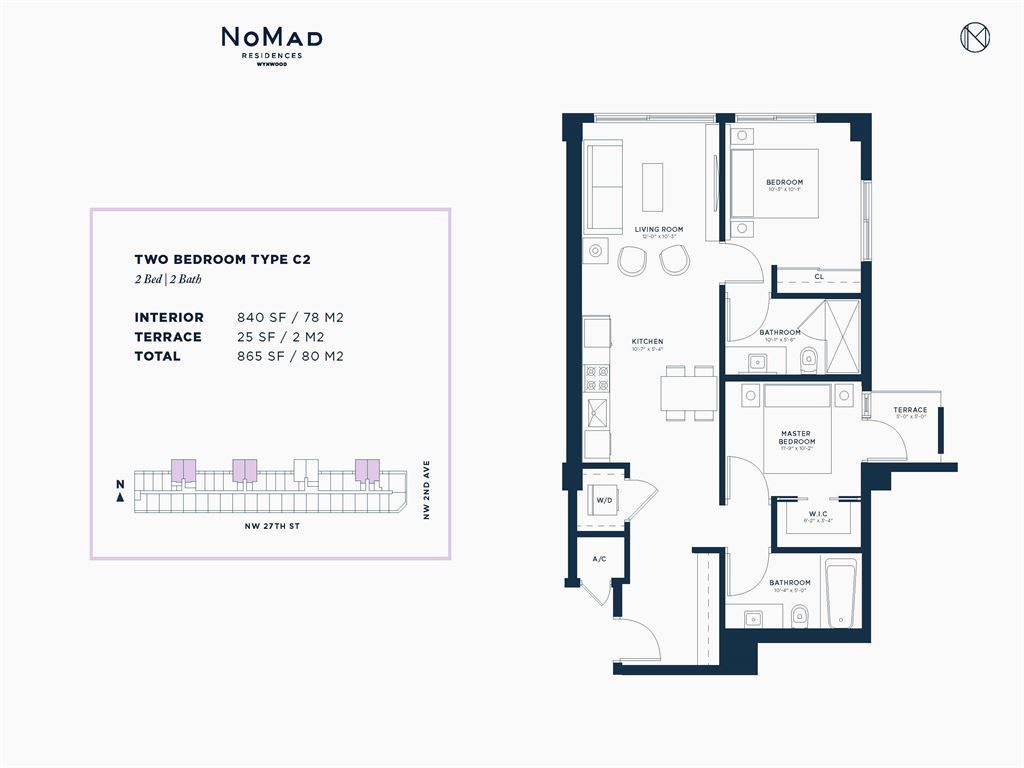 NoMad Wynwood - Unit #Two Bedroom C2 with 840 SF