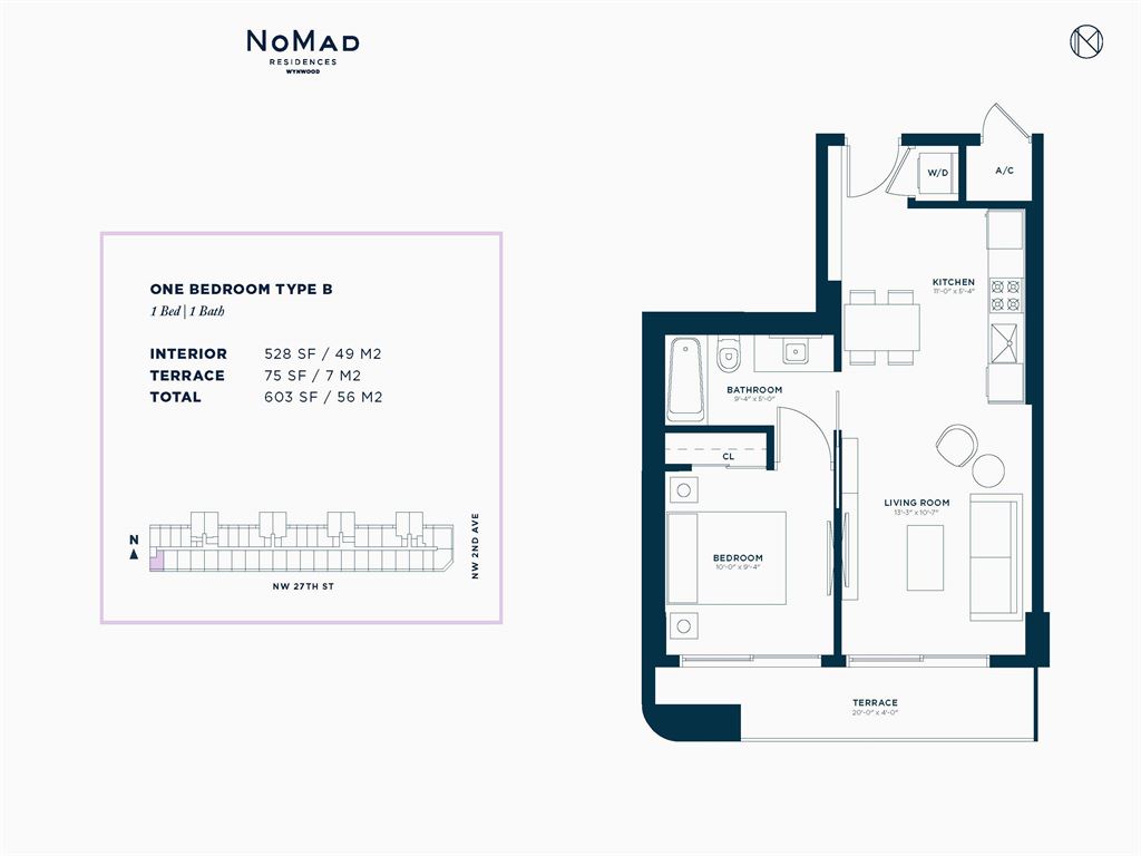 NoMad Wynwood - Unit #One Bedroom B with 528 SF