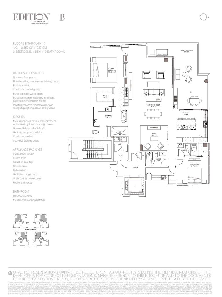EDITION Fort Lauderdale Residences - Unit #Residence B - Floors 5-10 with 2550 SF