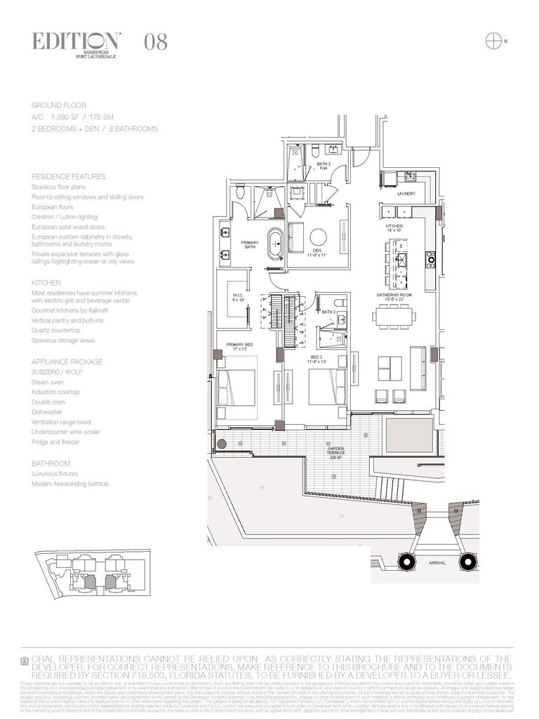 EDITION Fort Lauderdale Residences - Unit #Villa 08 - Ground Floor with 1880 SF