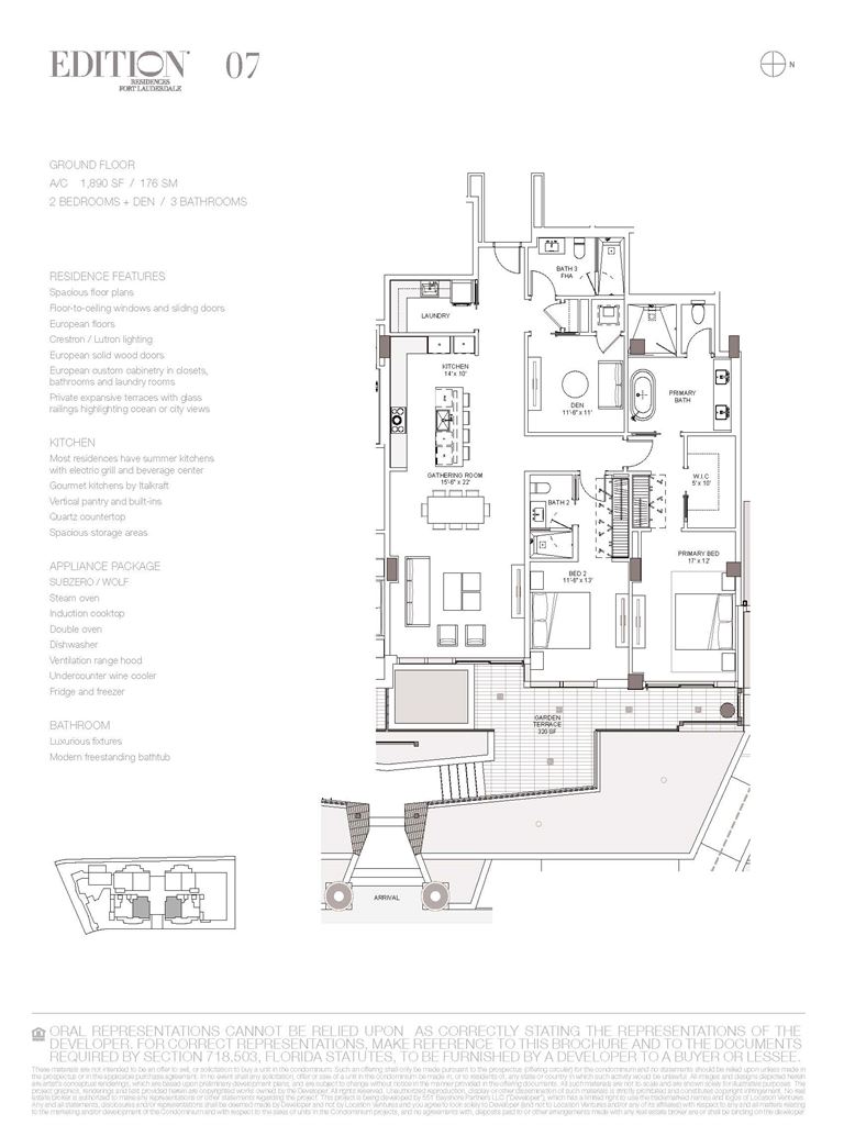 EDITION Fort Lauderdale Residences - Unit #Villa 07 - Ground Floor with 1890 SF