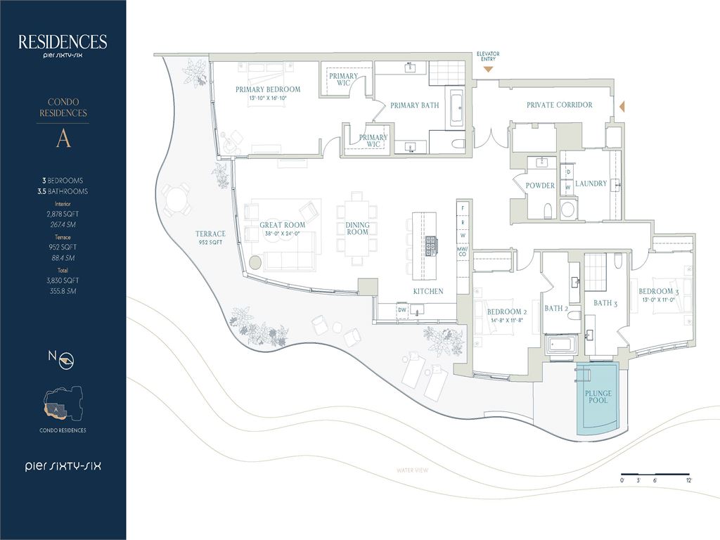 Pier 66 Residences - Unit #Condo Residence A-01 with 2878 SF