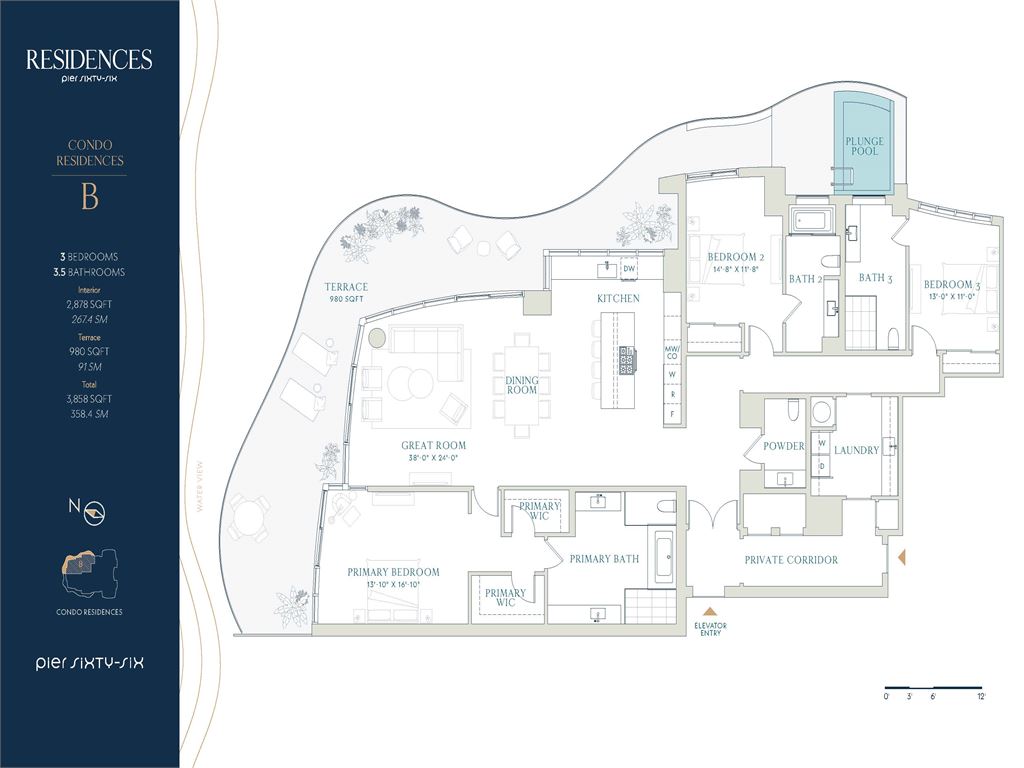 Pier 66 Residences - Unit #Condo Residence B with 2878 SF