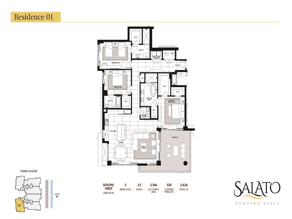 SALATO Pompano Beach - Unit #01 -SW - Floors 3-7 with 2106 SF