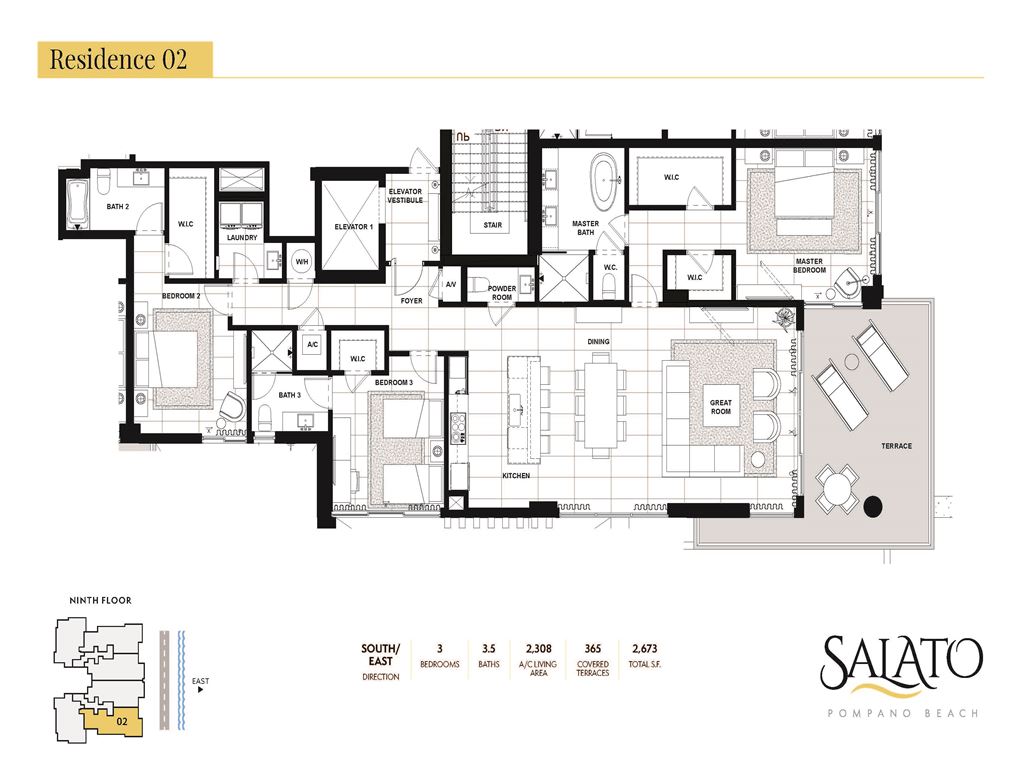 SALATO Pompano Beach - Unit #02 -SE -Floors 3-9 with 2308 SF