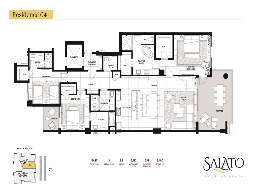 SALATO Pompano Beach - Unit #04 -E - Floors 3-9 with 2132 SF
