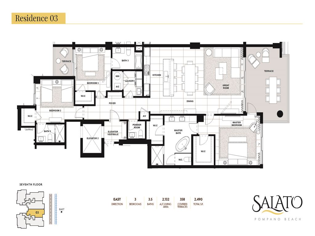 SALATO Pompano Beach - Unit #03 -E -Floors 3-9 with 2132 SF