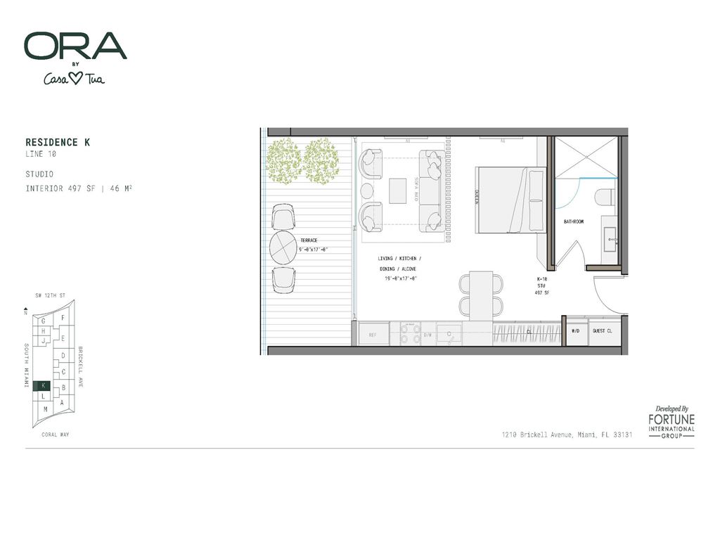 ORA by Casa Tua - Unit #K-10  Floors 12-42 with 497 SF