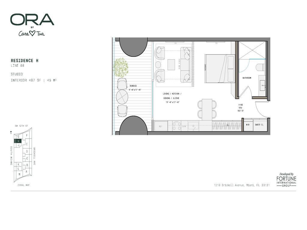 ORA by Casa Tua - Unit #H-08  Floors 12-42 with 487 SF