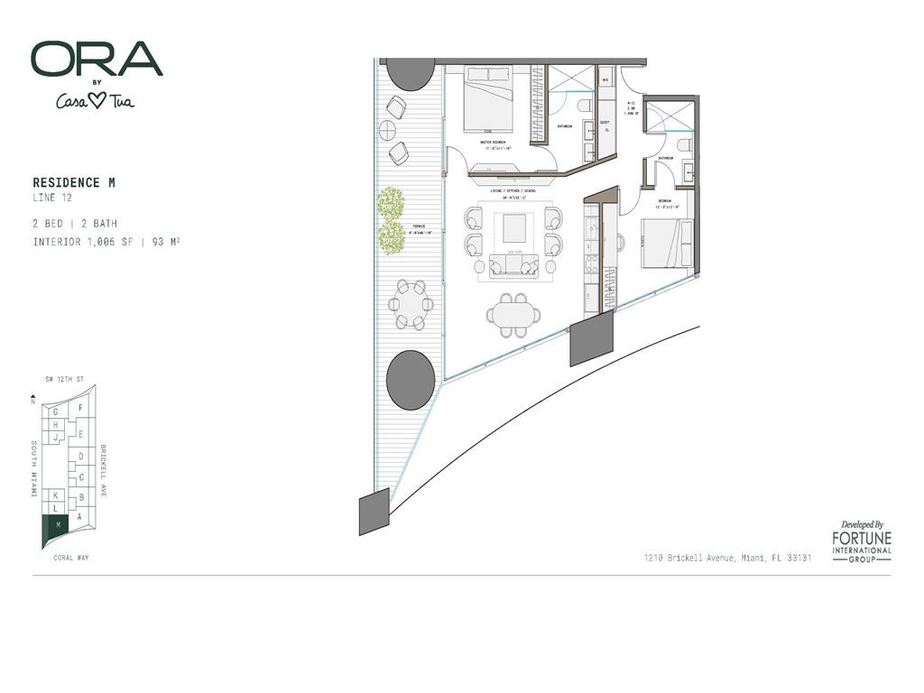 ORA by Casa Tua - Unit #M-12  Floors 12-42 with 1006 SF