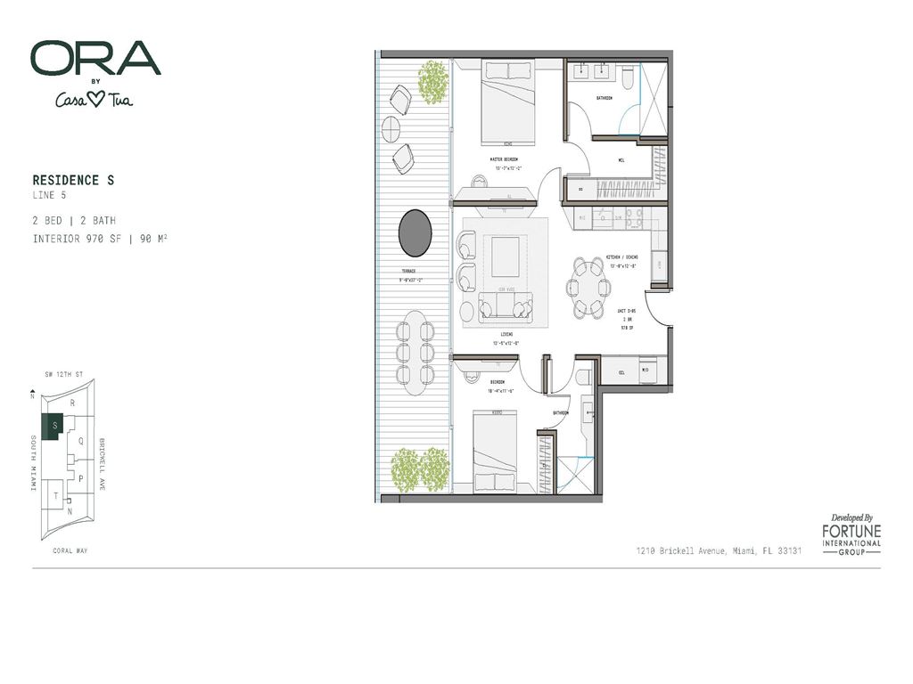 ORA by Casa Tua - Unit #S-5  Floors 45-74 with 970 SF