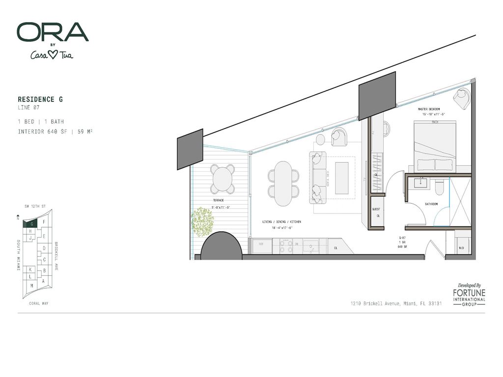 ORA by Casa Tua - Unit #G-07  Floors 12-42 with 640 SF