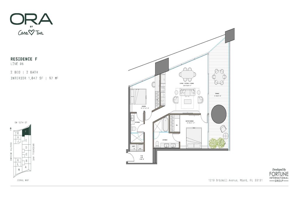 ORA by Casa Tua - Unit #F-06  Floors 12-42 with 1047 SF