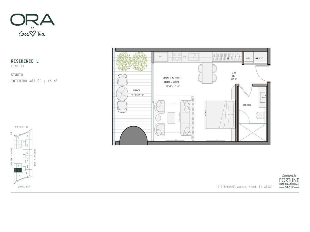 ORA by Casa Tua - Unit #L-11  Floors 12-42 with 487 SF