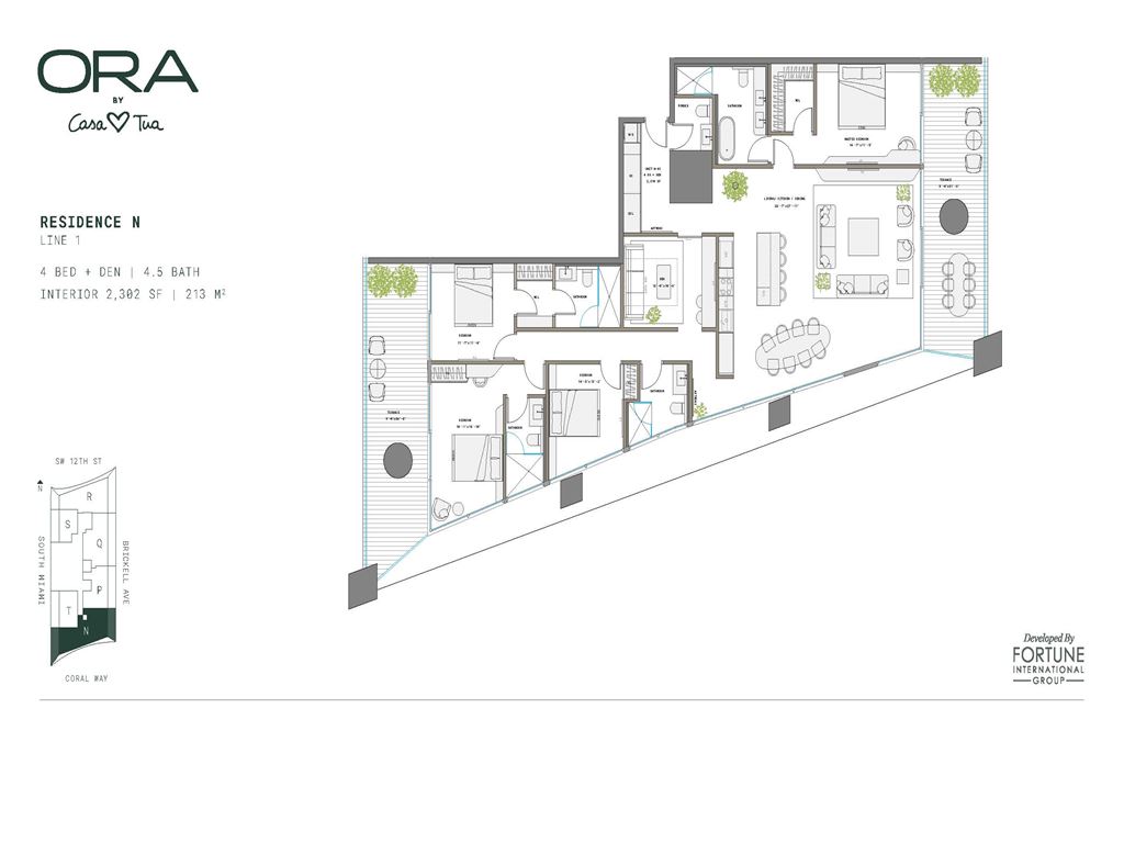 ORA by Casa Tua - Unit #N-1  Floors 45-74 with 2302 SF