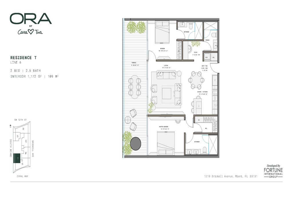 ORA by Casa Tua - Unit #T-6  Floors 45-74 with 1172 SF