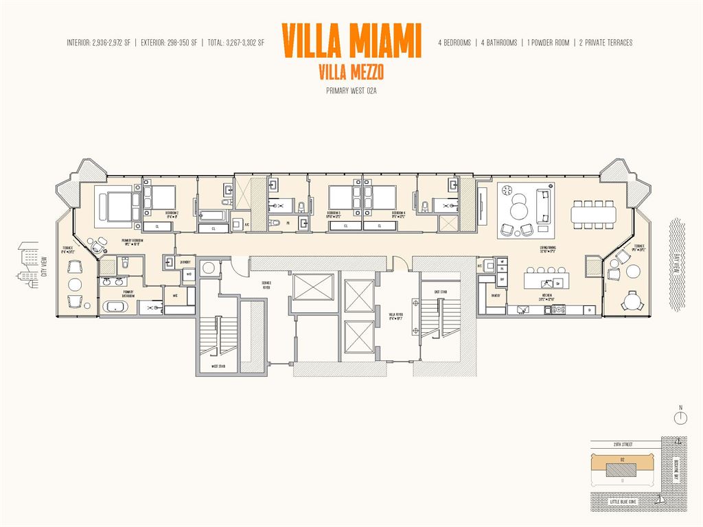 Villa Miami - Unit #Villa Mezzo West 02A with 2936 SF