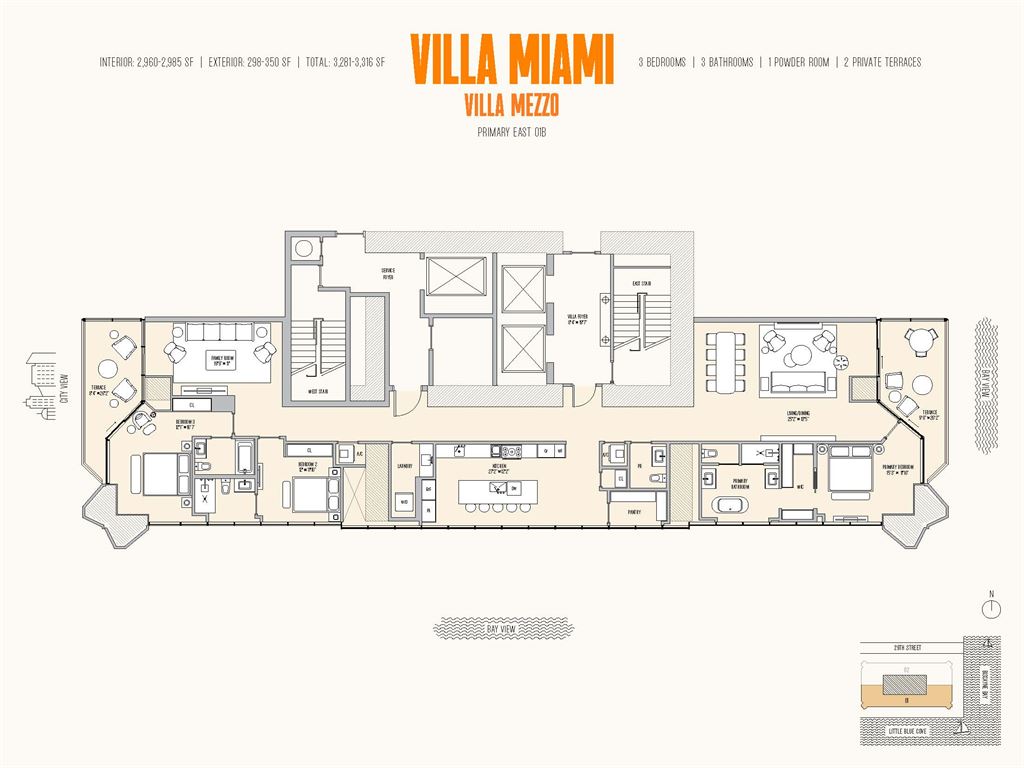 Villa Miami - Unit #Villa Mezzo East 01B with 2960 SF
