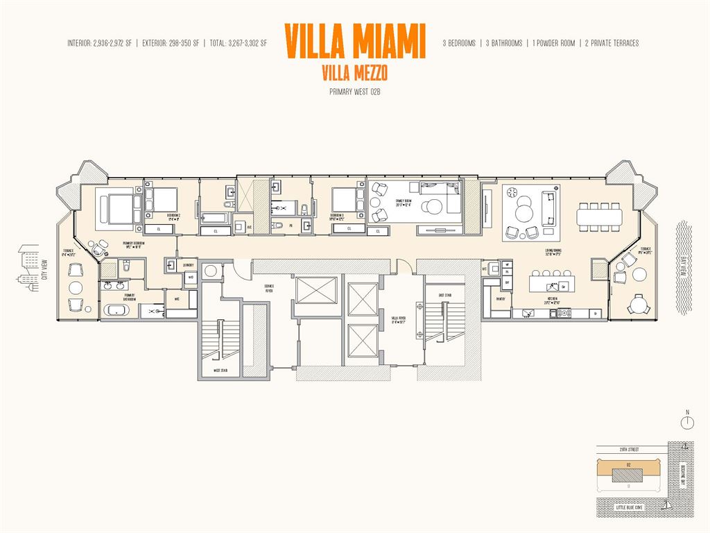 Villa Miami - Unit #Villa Mezzo West 02B with 2936 SF