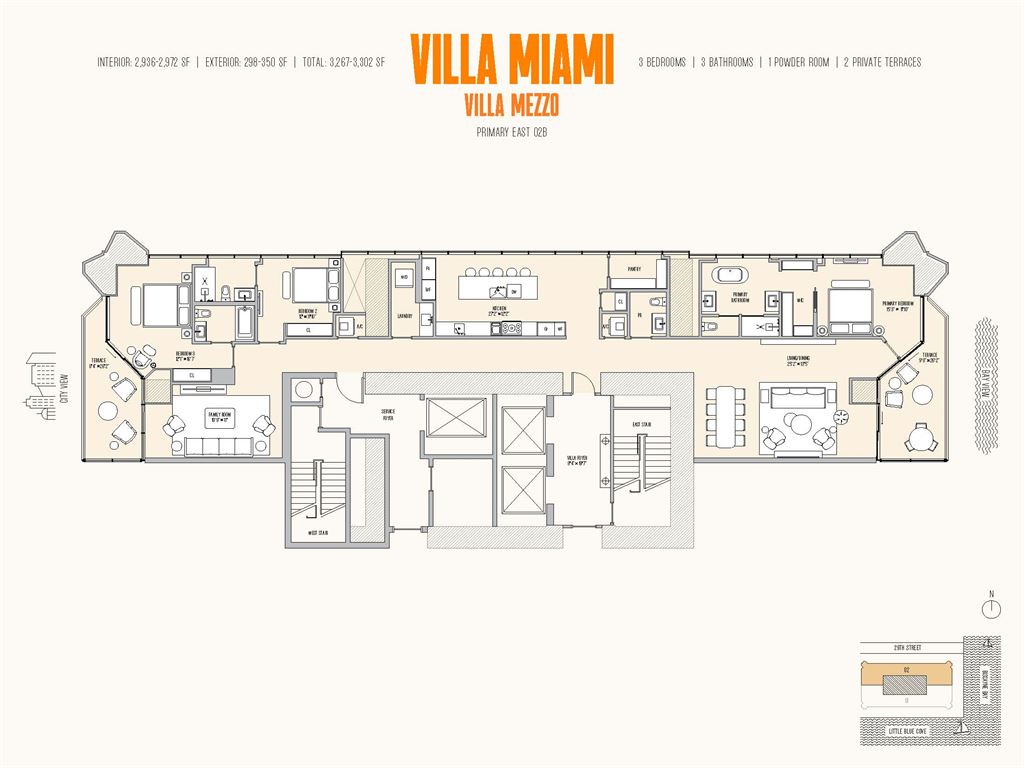 Villa Miami - Unit #Villa Mezzo East 02B with 2936 SF