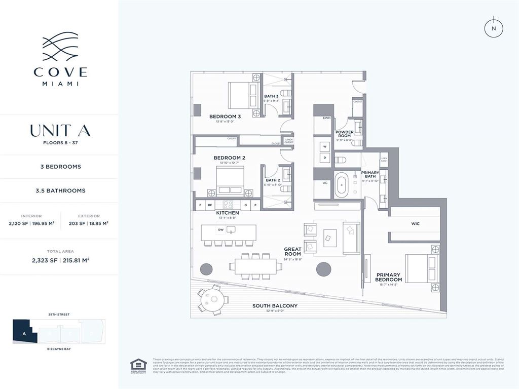 Cove Miami - Unit #Residence A 01 with 2323    SF