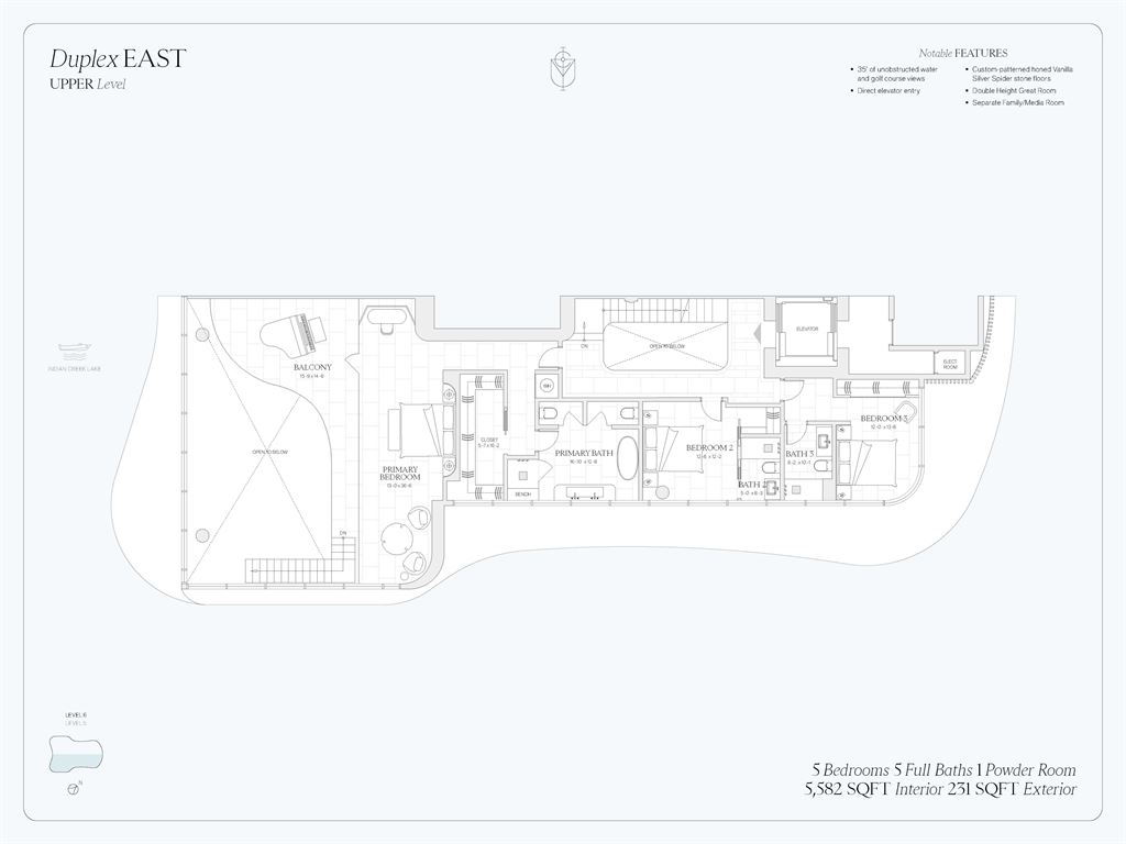 Indian Creek Residences & Yacht Club - Unit #Duplex East – Upper Level with 5582 SF
