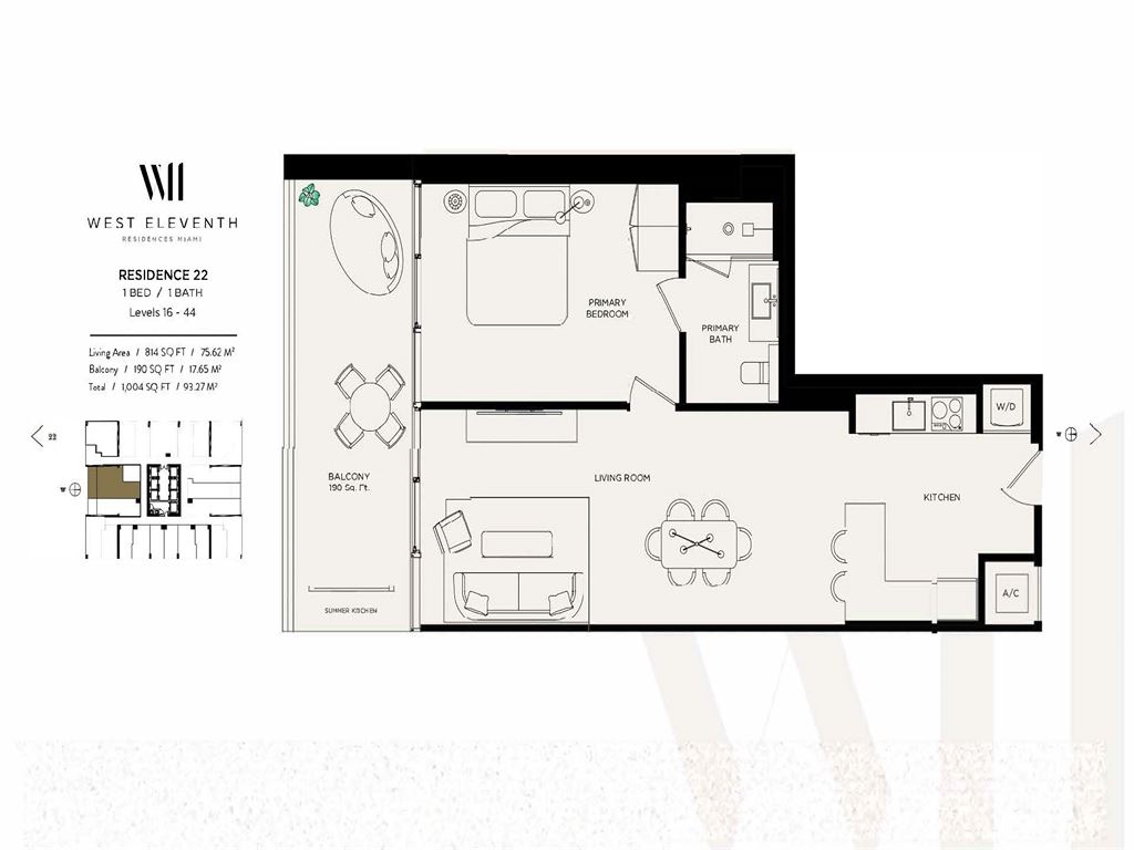West Eleventh Residences - Unit #Line 22 Lvl 16-44 with 1004 SF