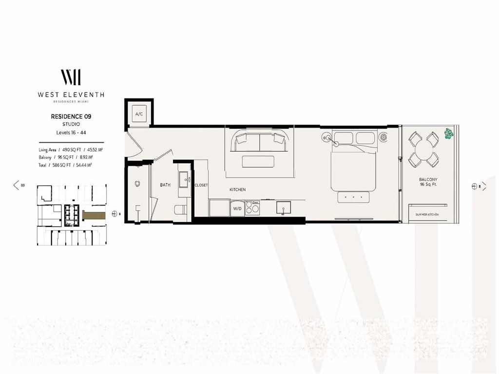 West Eleventh Residences - Unit #Line 09 Lvl 16-44 with 586 SF