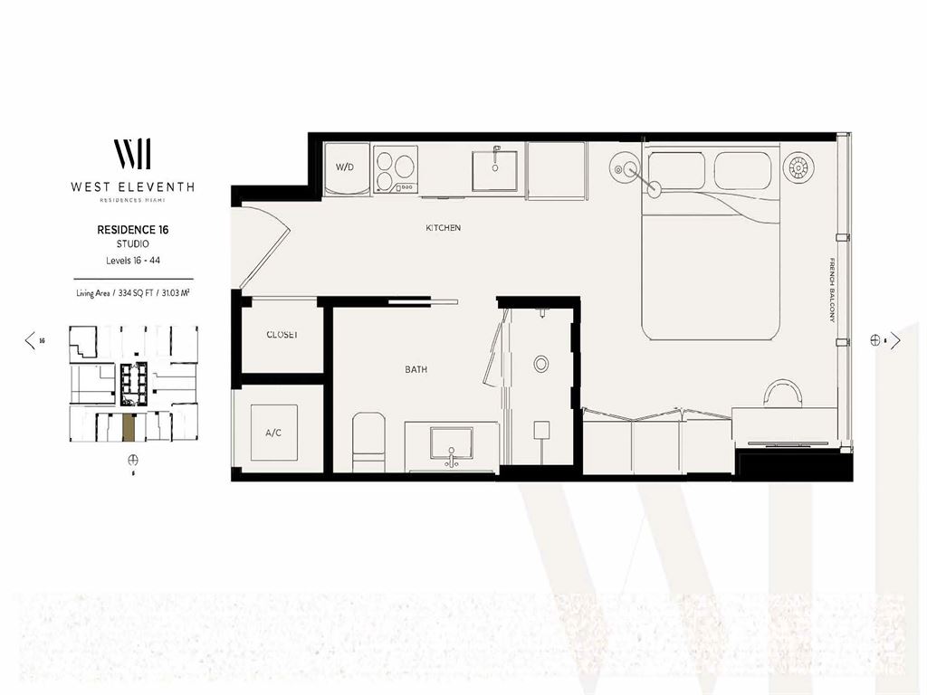 West Eleventh Residences - Unit #Line 16 Lvl 16-44 with 334 SF