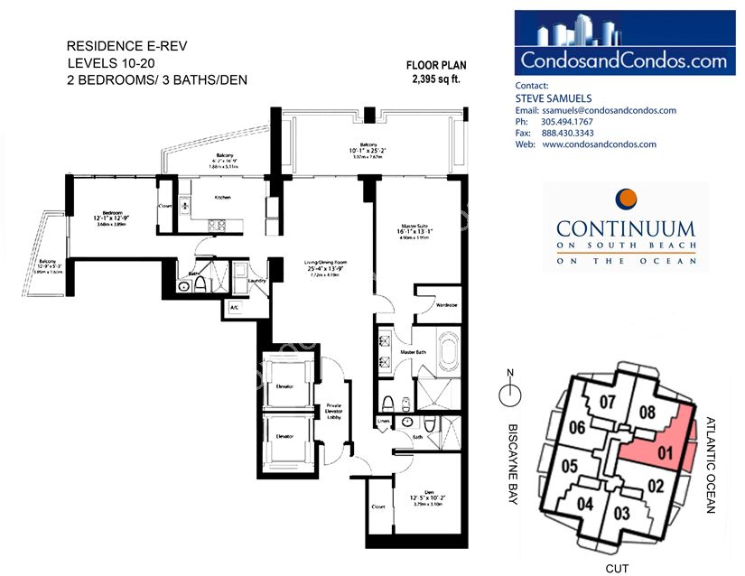 Continuum North - Unit #01 Floors (09-20) with 2395 SF