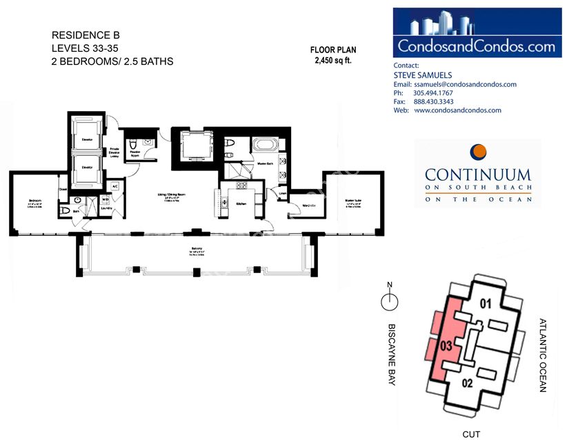 Continuum North - Unit #03 Floors (33-35) with 2450 SF