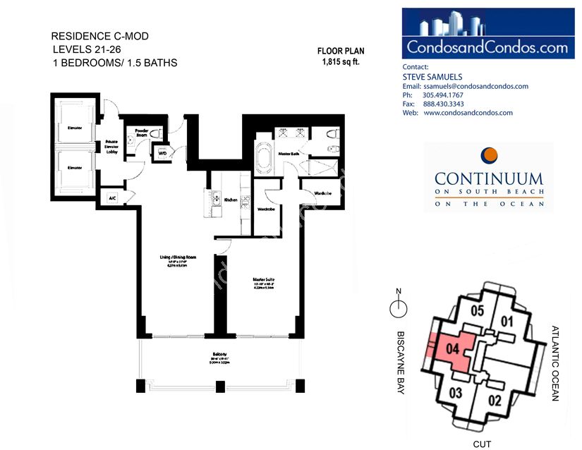 Continuum North - Unit #04 Floors (21-26) with 1815 SF