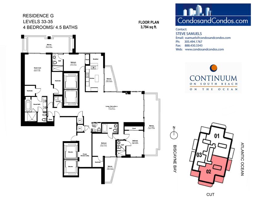 Continuum North - Unit #02 Floors (33-35) with 3749 SF